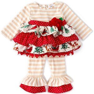 Girls 2T Christmas Mixed-Media Dress & leggings
